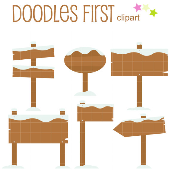 570x570 Snowy Wooden Signs Clip Art For Scrapbooking Card Making Cupcake