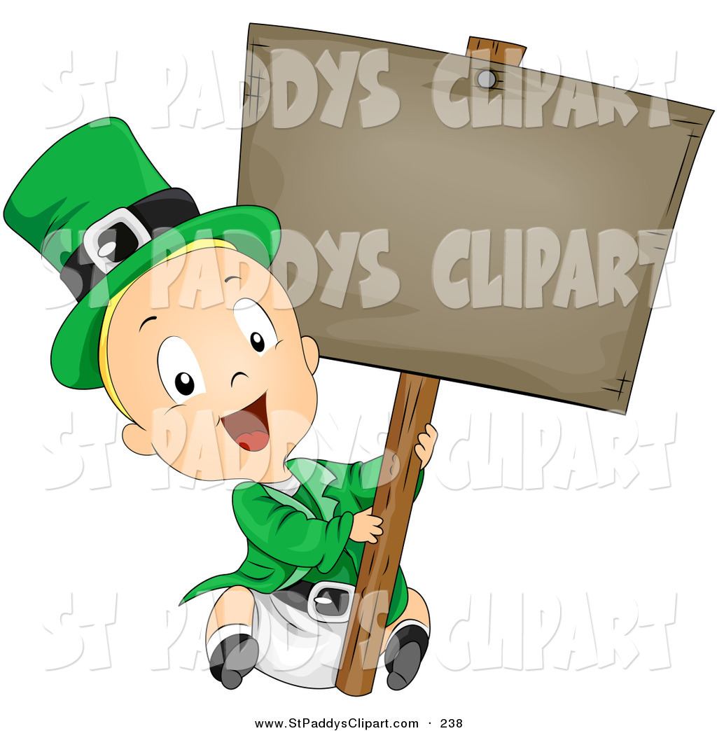 1024x1044 Vector Clip Art Of A Happy Leprechaun Baby Holding Up A Blank