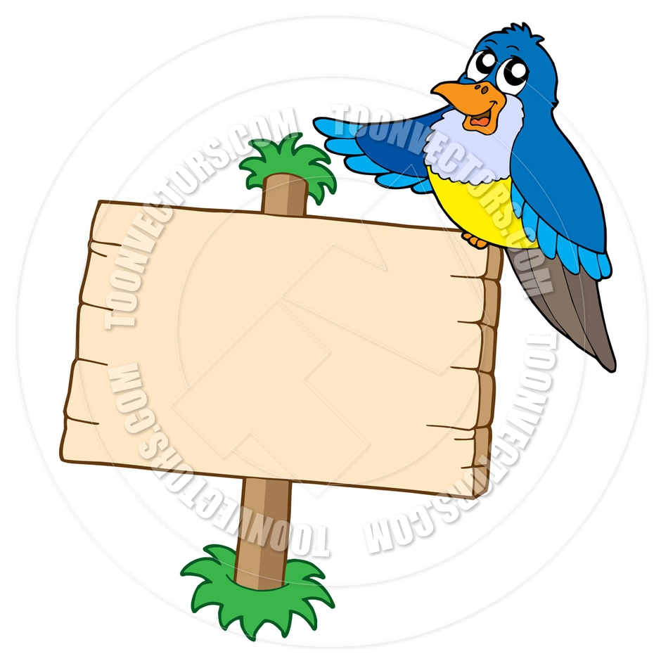 940x940 Cartoon Wooden Sign With Blue Bird By Clairev Toon Vectors Eps