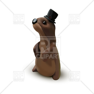 400x400 Cartoon Groundhog In Cylinder Hat