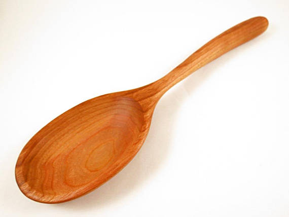 570x428 Cherry Wood Spoon Curved Handle Wooden Kitchen Utensil