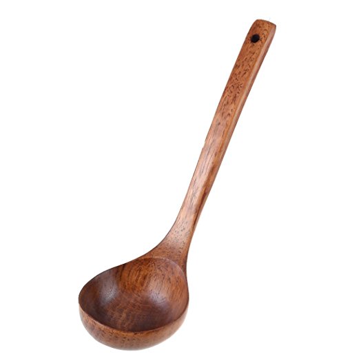 524x524 Kitchen Cooking Straight Handle Wooden Wood Soup Scoop Spoon Ladle