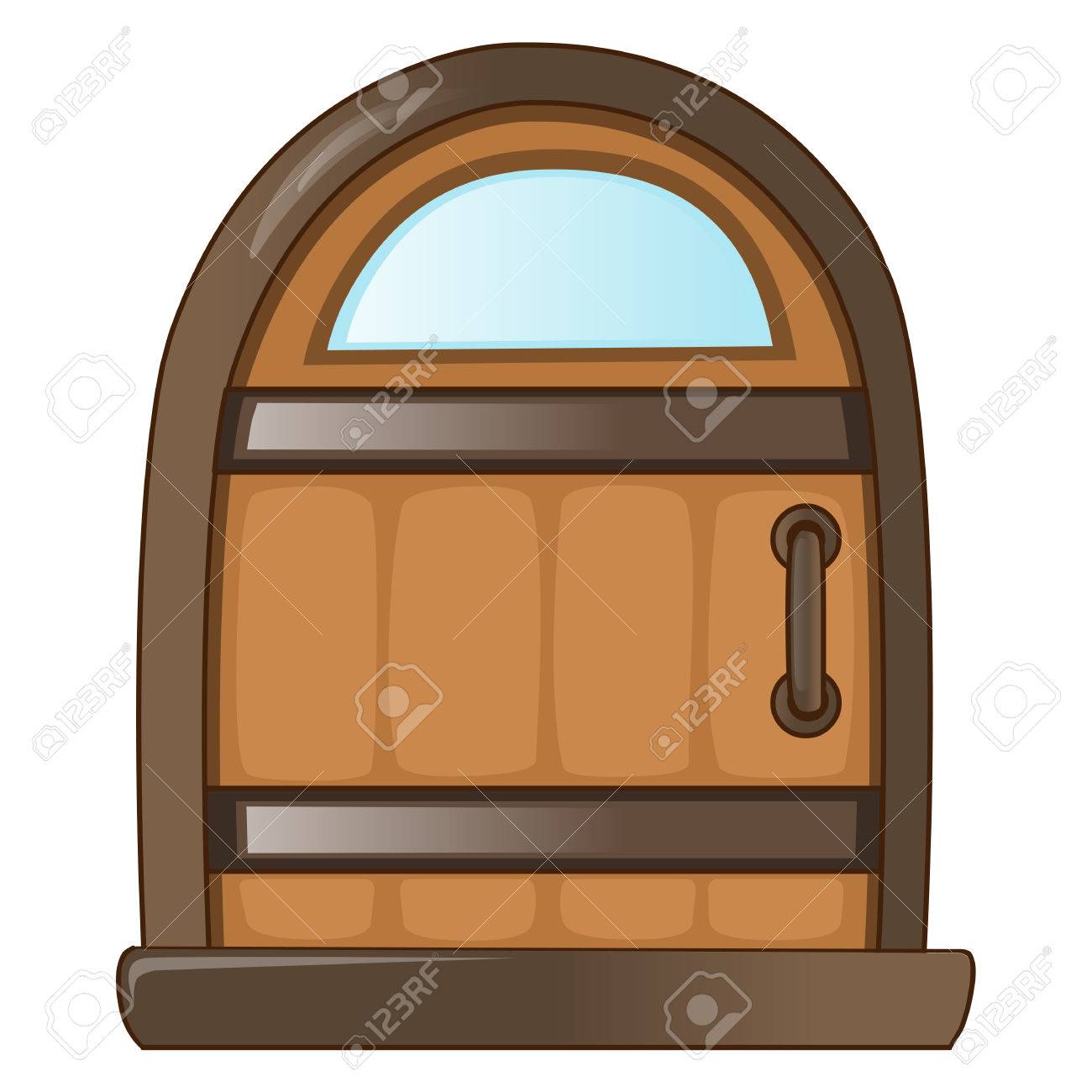 1300x1300 Wooden Door Isolated Illustration On White Background Royalty Free
