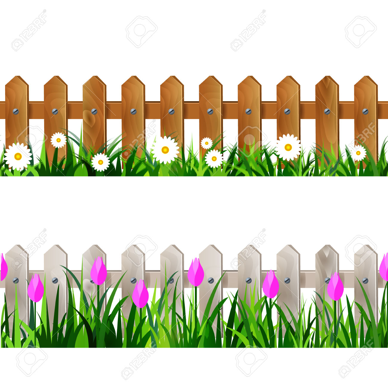 1300x1300 Fence Clipart Grass Flower
