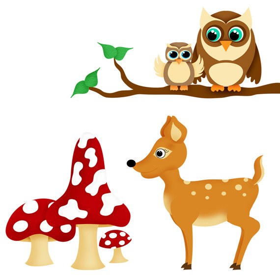 570x570 Woodland Animals Clip Art Set 10 Designs. Instant Download