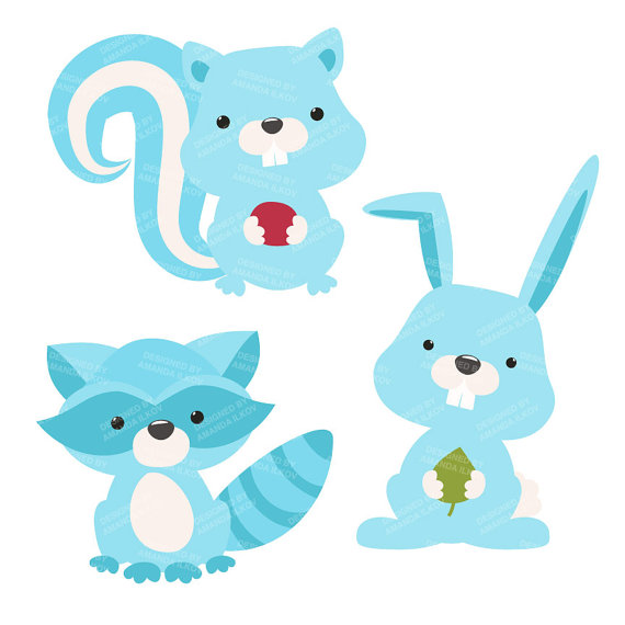 570x570 Premium Woodland Animals Clip Art Amp Vectors Bright Blue