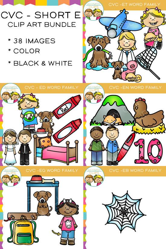 550x828 Cvc Short E Word Family Clip Art Bundle {Volume One} , Images