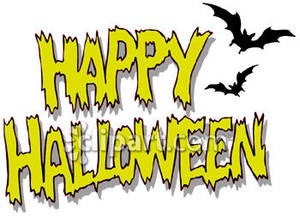300x216 Words Happy Halloween With Bats Royalty Free Clipart Picture