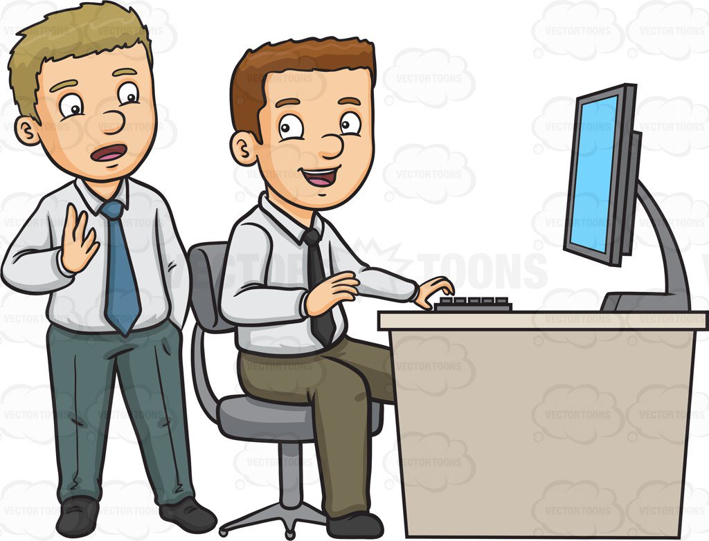 1024x782 Two Work Colleagues Discussing Work Cartoon Clipart