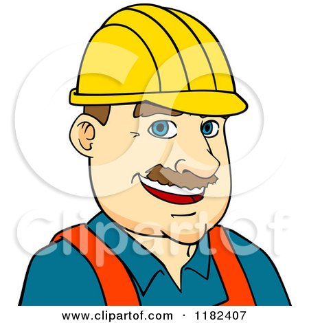 450x470 Cartoon Of A Happy Construction Worker Wearing A Hard Hat