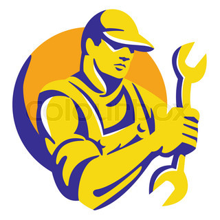 320x320 Illustration Of A Worker Handyman Wearing Hat Carrying Giant