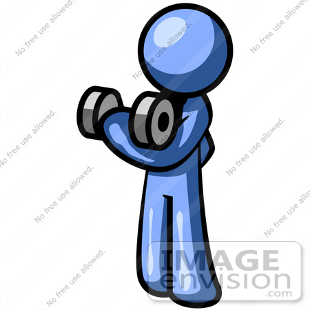 450x450 Clip Art Graphic Of A Blue Guy Character Working Out With Dumbells