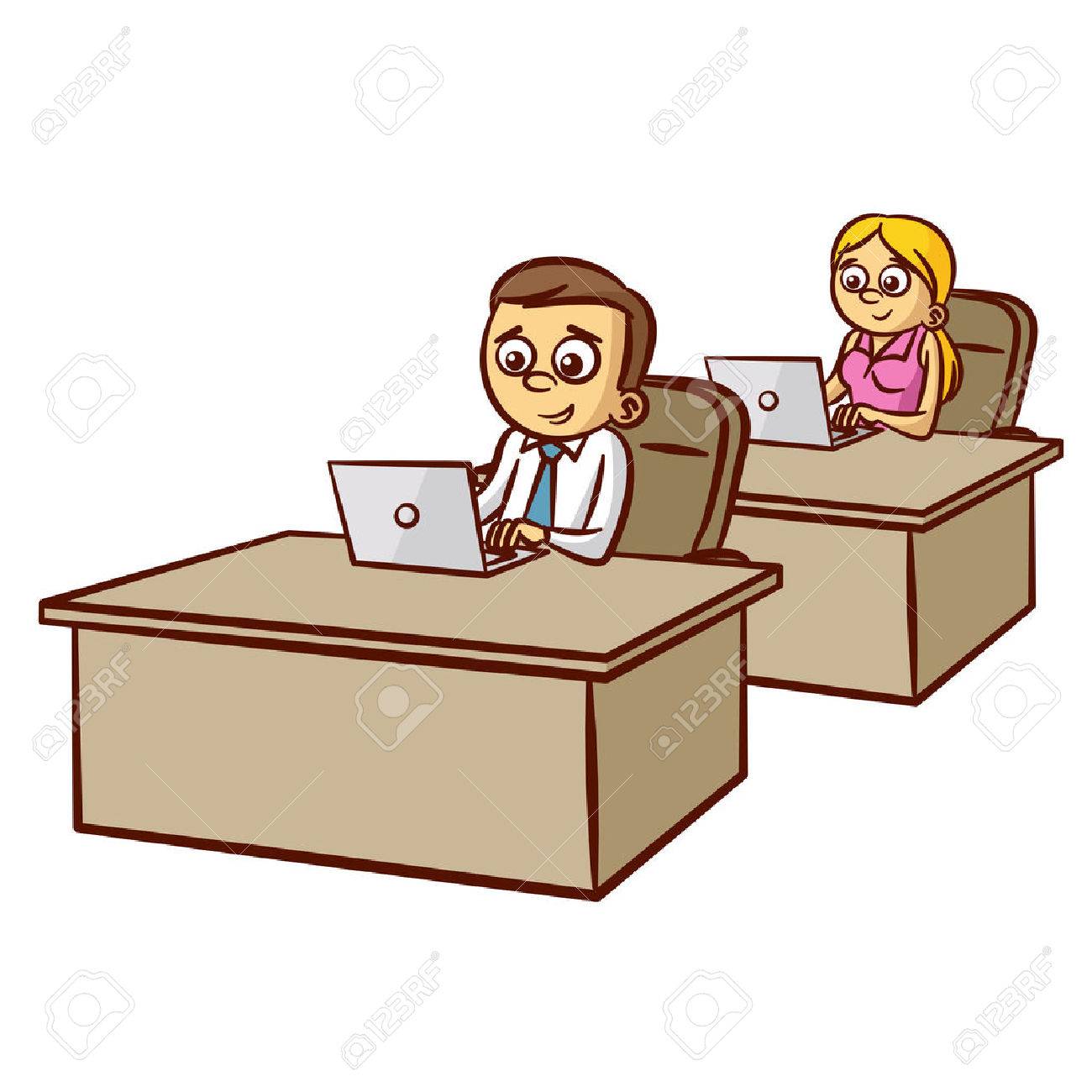 1300x1300 Office Workers Working On Computer Clipart Royalty Free Cliparts