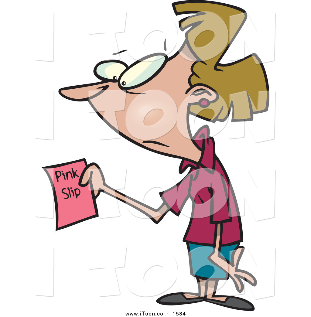 1024x1044 Cartoon Woman Holding A Pink Slip