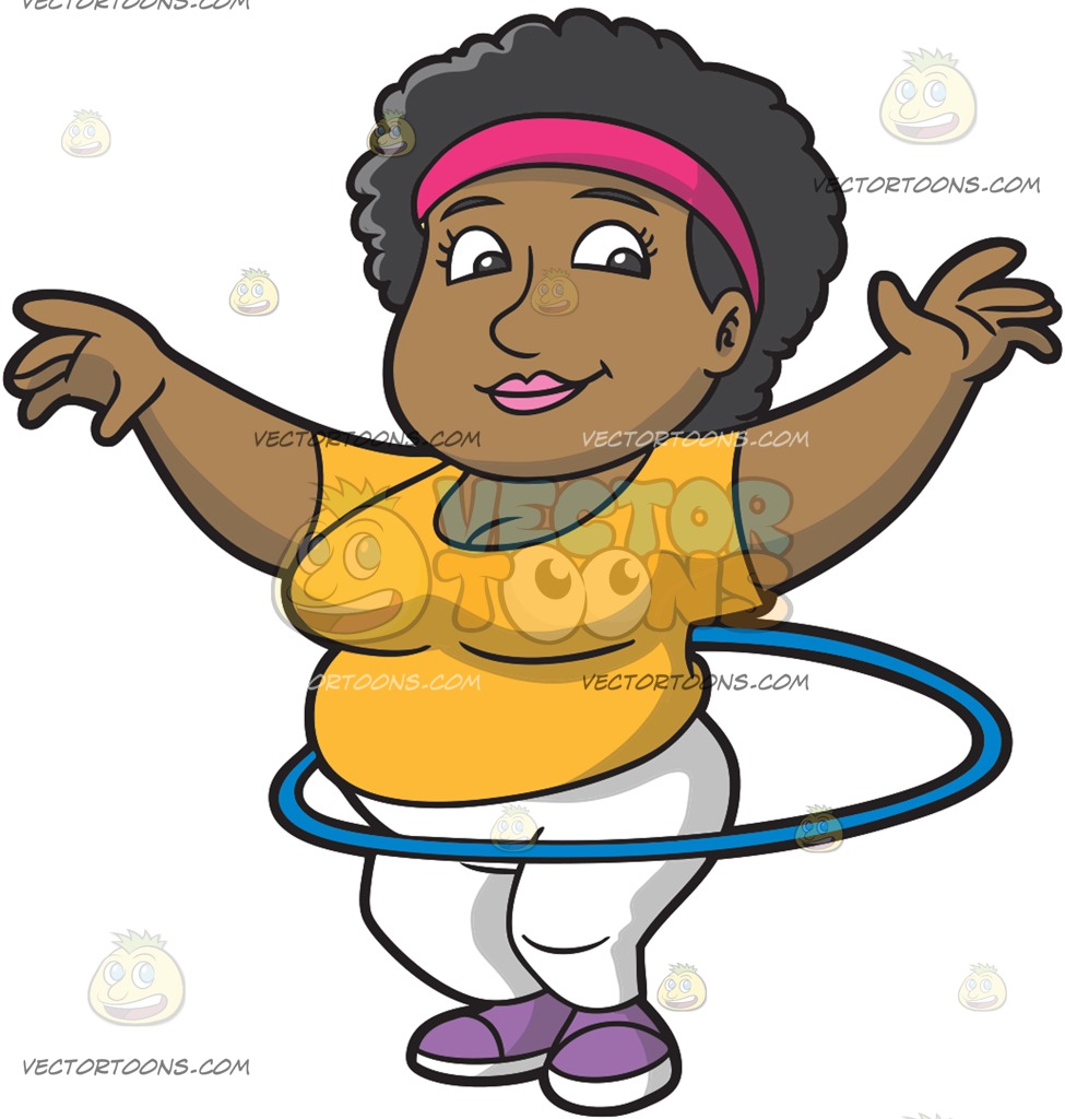 975x1024 An Overweight Woman Doing The Hula Hoop Workout Cartoon Clipart