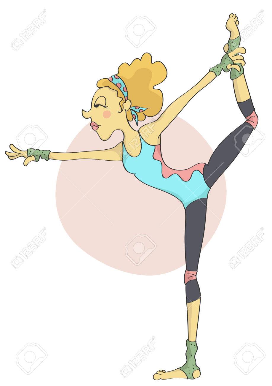 918x1300 Cartoon Of Stylish Woman With Fit Body In Sporty Outfit Doing