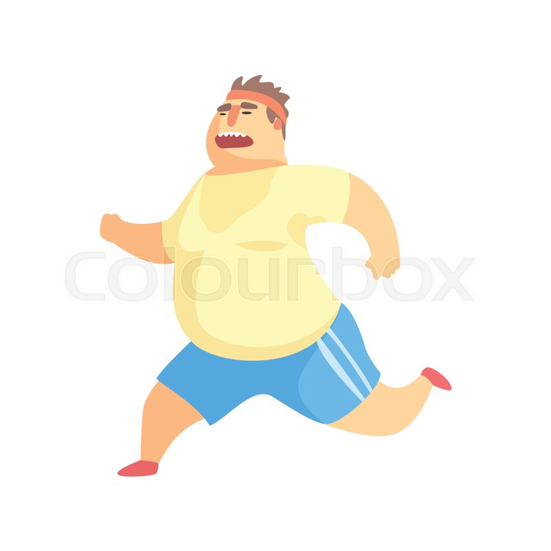 800x800 Funny Chubby Man Character Doing Gym Workout Running And Sweating