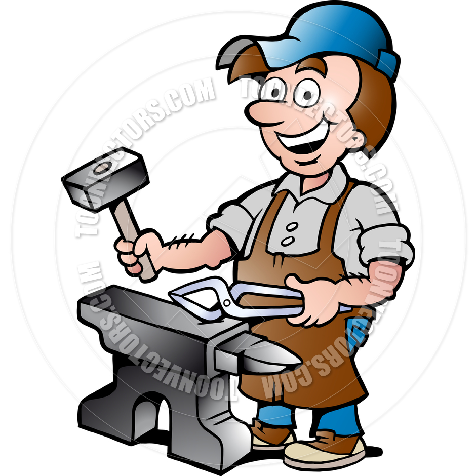 940x940 Cartoon Happy Blacksmith Worker By Poul Carlsen Toon Vectors Eps