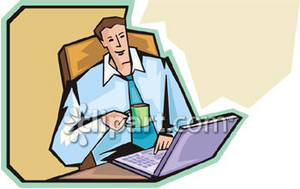 300x189 Clipart Picture Of A Man Working At His Laptop