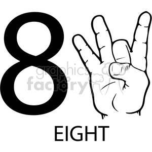 300x300 Royalty Free Asl Sign Language 8 Clipart Illustration Worksheet