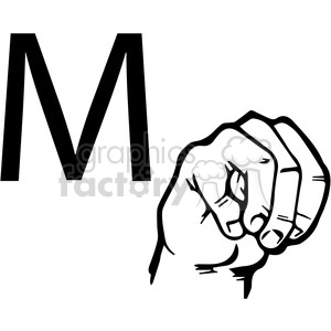 300x300 Royalty Free Asl Sign Language M Clipart Illustration Worksheet