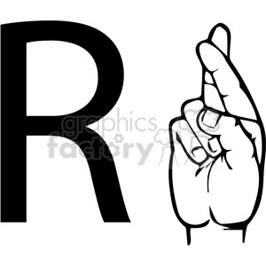 300x300 Royalty Free Asl Sign Language R Clipart Illustration Worksheet