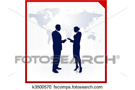 450x302 Clipart Of Business Team Silhouettes On Corporate World Map