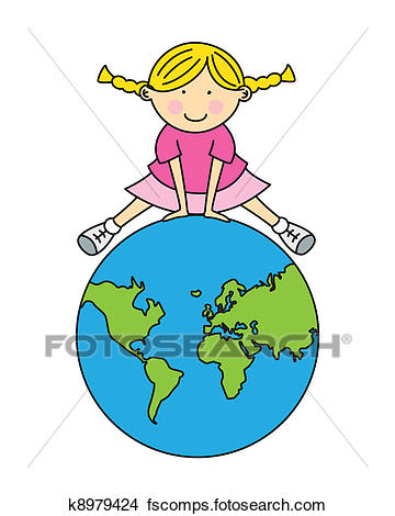 360x470 Clipart Of Girl With World Map K8979424