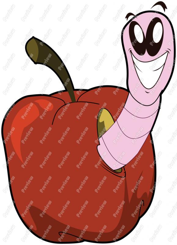579x800 Worm Apple Character Clip Art
