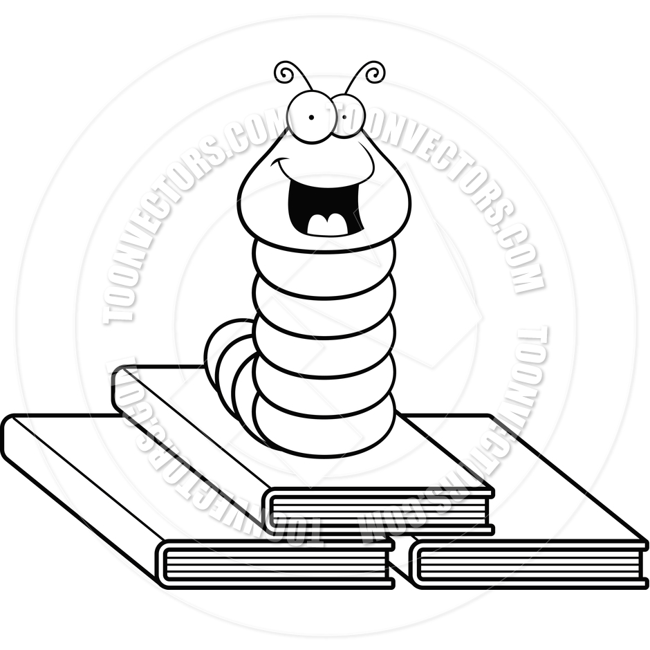 940x940 Book Worm (Black And White Line Art) By Cory Thoman Toon Vectors
