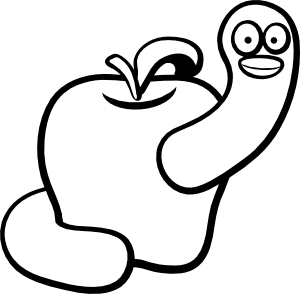 300x294 Lineart Apple Worm Clip Art