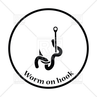 400x400 Thin Circle Design Icon Of Worm On Hook Royalty Free Vector Clip