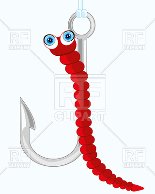 320x400 Fishing Hook With Bait Red Worm On White Background Royalty Free