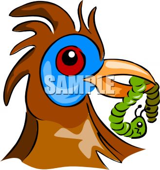 329x350 Cartoon Of A Chicken With A Worm In It's Beak