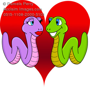 300x290 Cliprt Illustration Two Worms Or Snakes In Love In Front