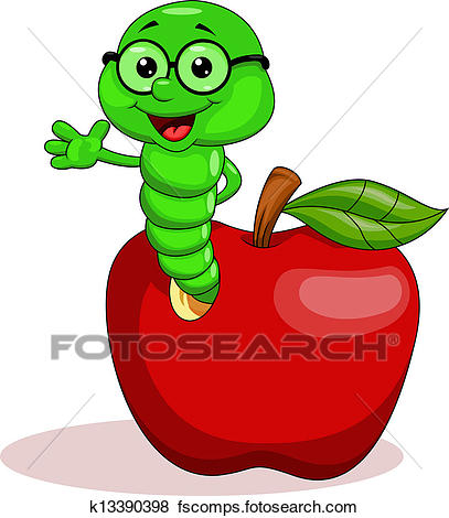 407x470 Clip Art Of Worm And Apple K13390398