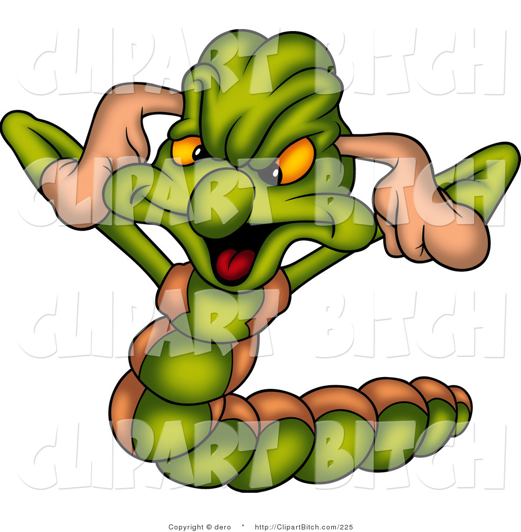 1024x1044 Clip Art Of A Mad Green Worm Plugging His Ears, Not Listening By