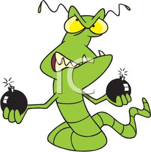 297x300 Angry Green Worm With Bombs In Its Hands Clipart Picture