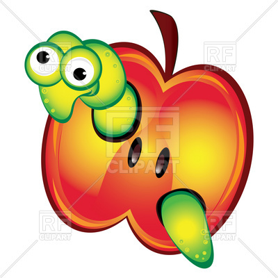 400x400 Worm Peeking Out Of Wormy Apple Royalty Free Vector Clip Art Image