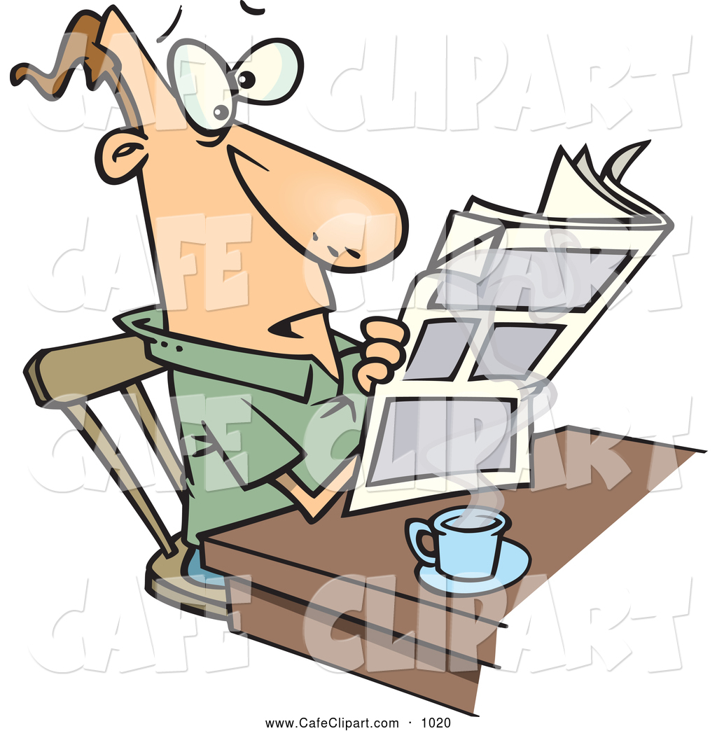 1024x1044 Vector Cartoon Clip Art Of A Worried Cartoon Man Reading The News