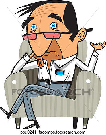 370x470 Clipart Of A Worried Looking Man Sitting In An Armchair Pbu0241