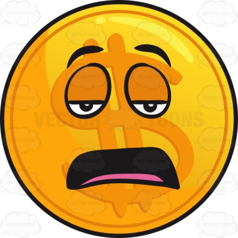 800x800 Tired Golden Coin Emoji Cartoon Clipart