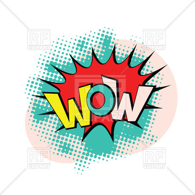 400x400 Colourful Text Wow In Bright Pop Art Style On White Background