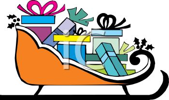 350x207 Sleigh Filled With Wrapped Christmas Gifts