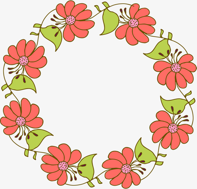 650x624 Cartoon Orange Flower Wreath, Vector Png, Cartoon Flowers, Orange