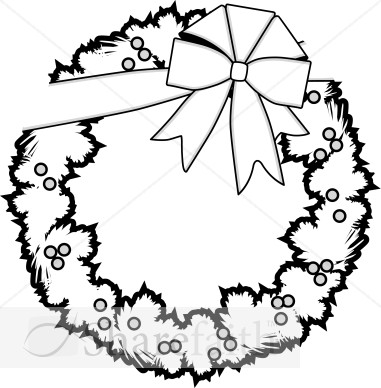 381x388 Wreath Clipart Black And White