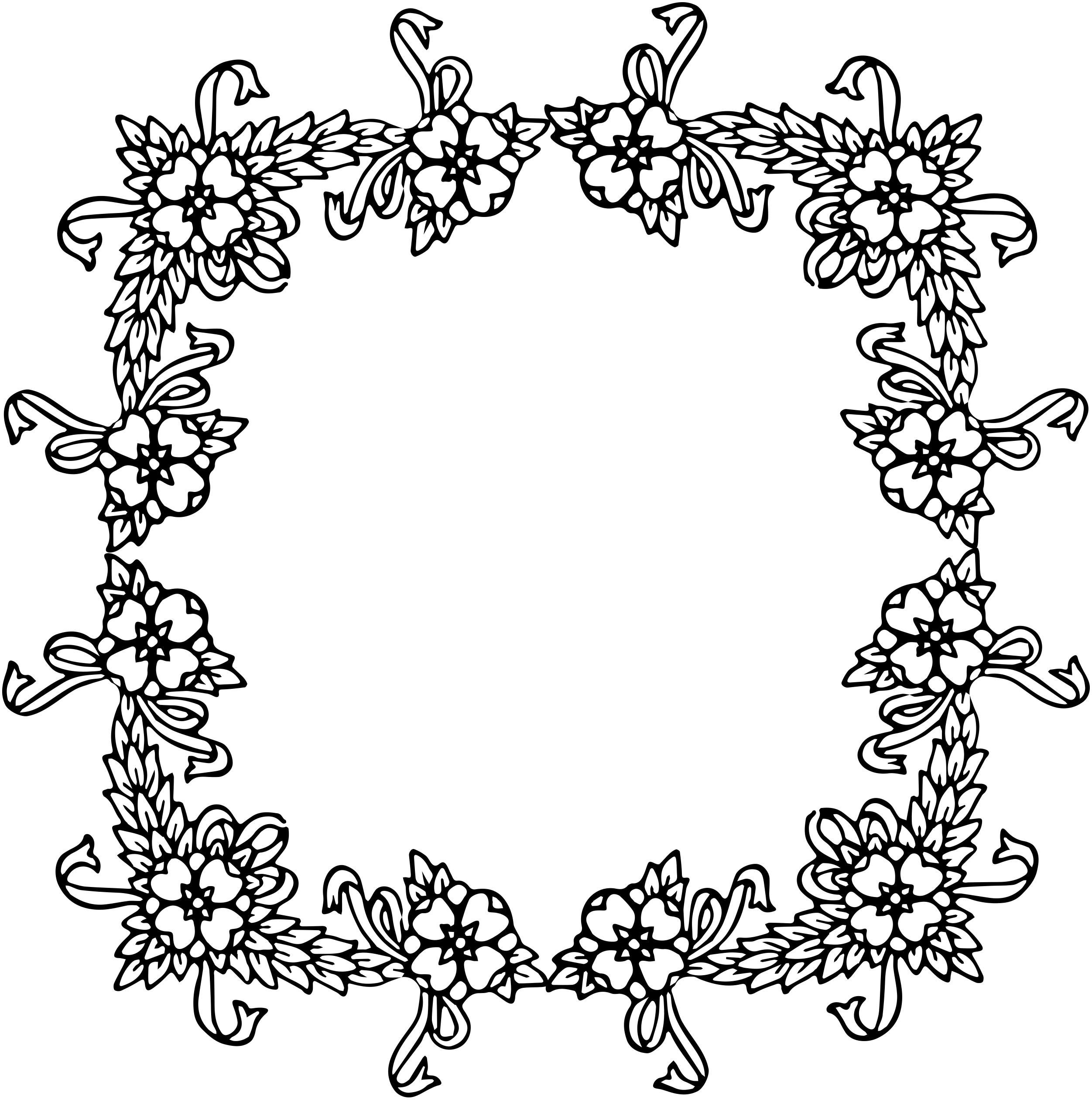 2503x2520 Vintage Floral Wreath Borders Clip Art Image Collection