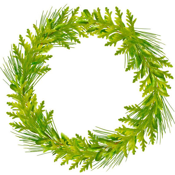 570x570 Christmas Wreath Clipart Christmas Watercolor Wreath Clipart