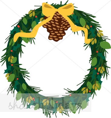 365x388 Pine Wreath With Pine Cone Christmas Wreath Clipart