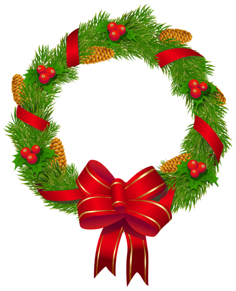 486x600 Christmas Pine Wreath With Red Bow Png Clipart Image Christmas